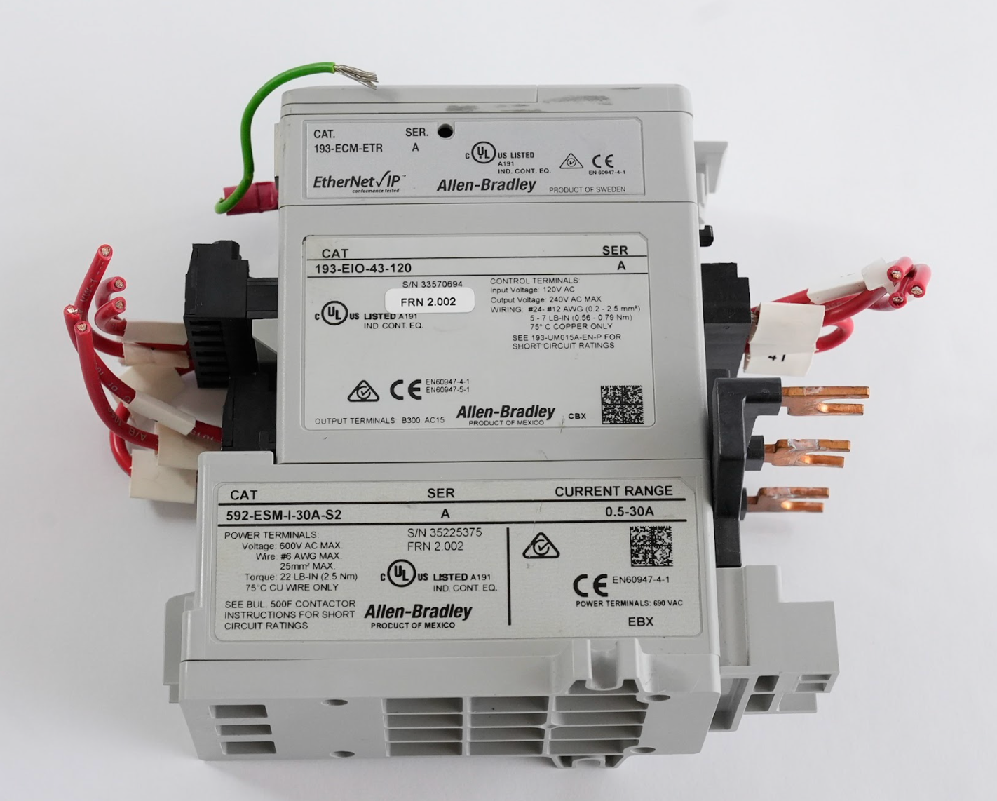 Allen Bradley 592-ESM-I-30A-S2 Sensing Module + 193-ECM-ETR + 193-EIO-43-120