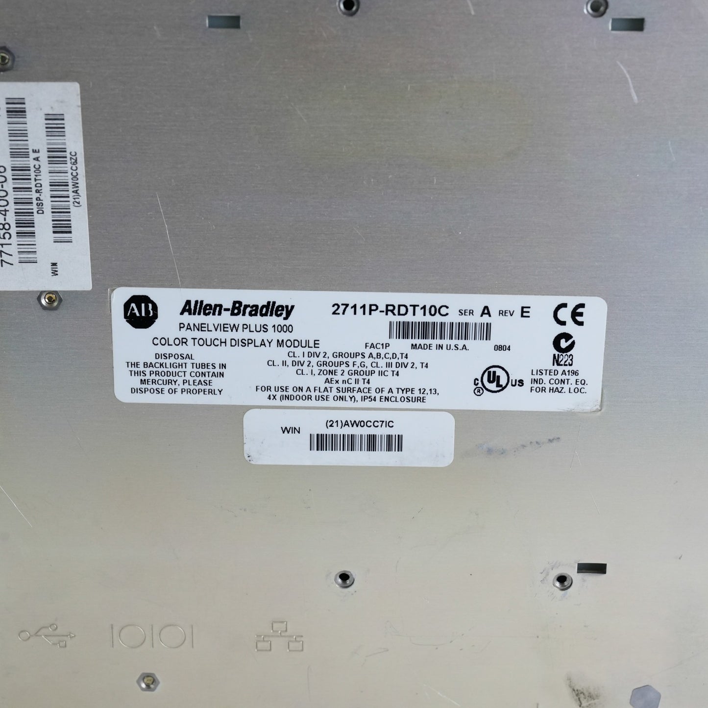 Allen Bradley 2711P-RDT10C /A PanelView Plus 1000 10.4 Display - New Overlay