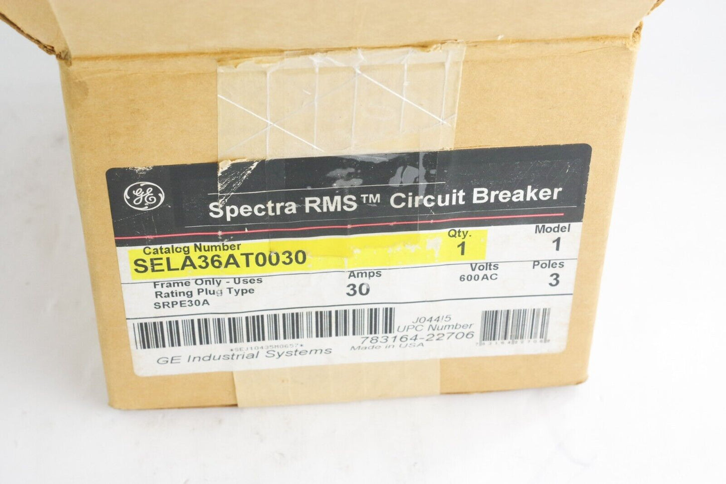 GE SELA36AT0030 Circuit Breaker 30 A Frame 3P 600V SRPE30A15 15A Rating Plug