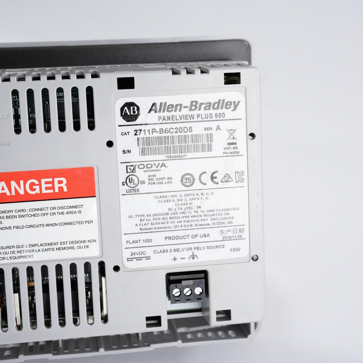 Allen Bradley 2711P-B6C20D8 /A PanelView Plus 600 Operator Interface Terminal