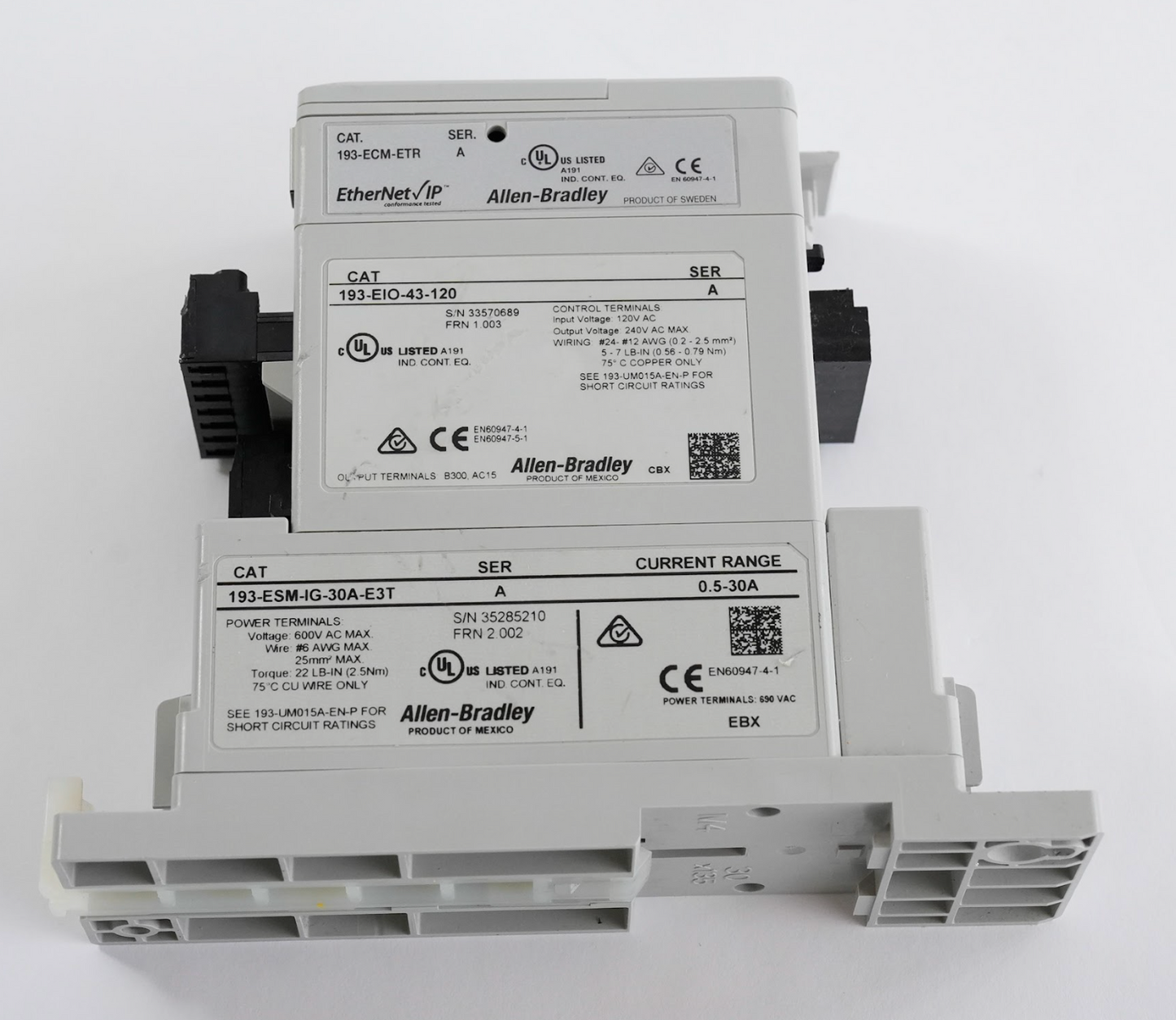 Allen Bradley Control Module 193-ESM-IG-30A-E3T + 193-EIO-43-120 + 193-ECM-ETR
