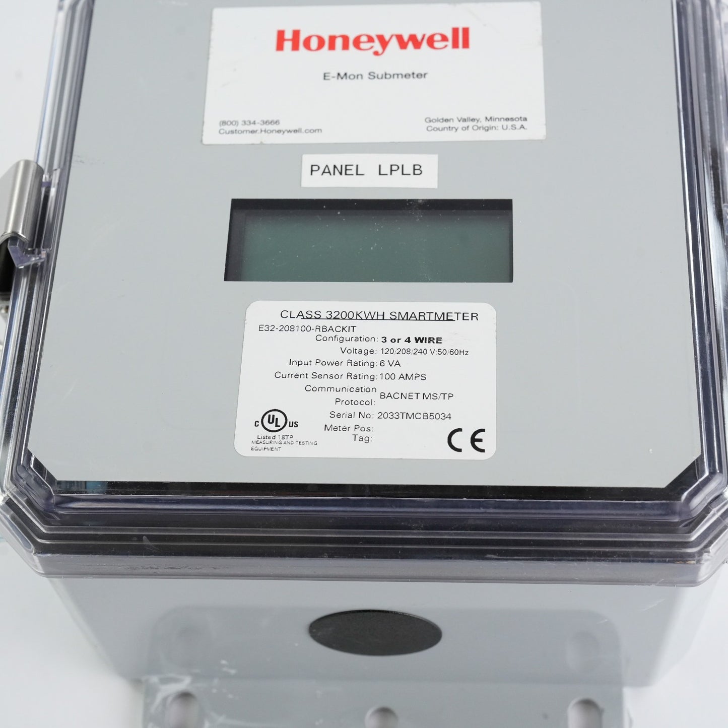 Honeywell E-Mon Submeter Class 3200KWH Smartmeter E32-208100-RBACKIT