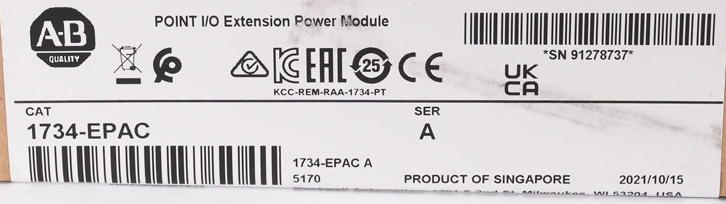 Allen Bradley 1734-EPAC /A POINT I/O Expansion Power Module - Sealed Surplus