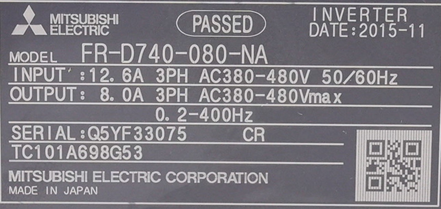 Mitsubishi Electric FR-D740-080-NA Inverter 3-Phase 380-480V FRD740080NA