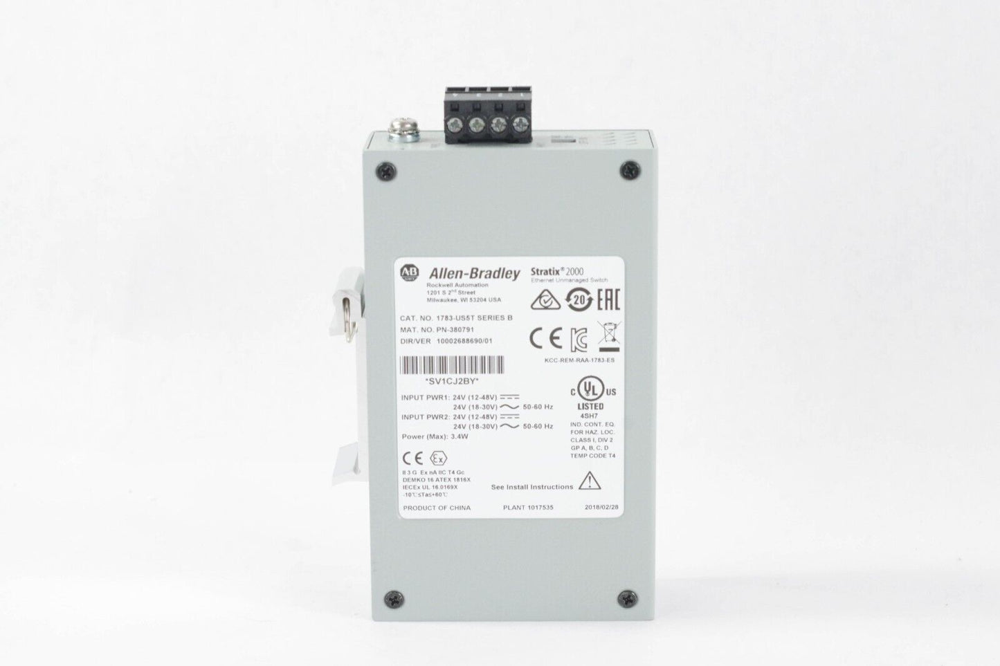 2018 Allen Bradley 1783-US5T /B Stratix 2000 Switch Unmanaged 5-Port - No Box