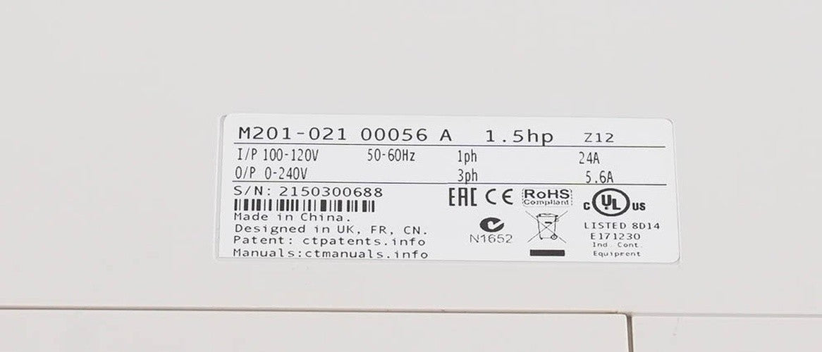 Emerson Unidrive M201-021 0056 A AC Drive 1.5kW 2HP 200-240V M201-0210056A