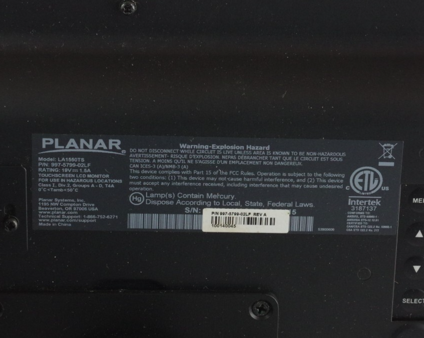 Planar LA1550TS 997-5799-01LF 15" CCFL LCD Touchscreen Monitor