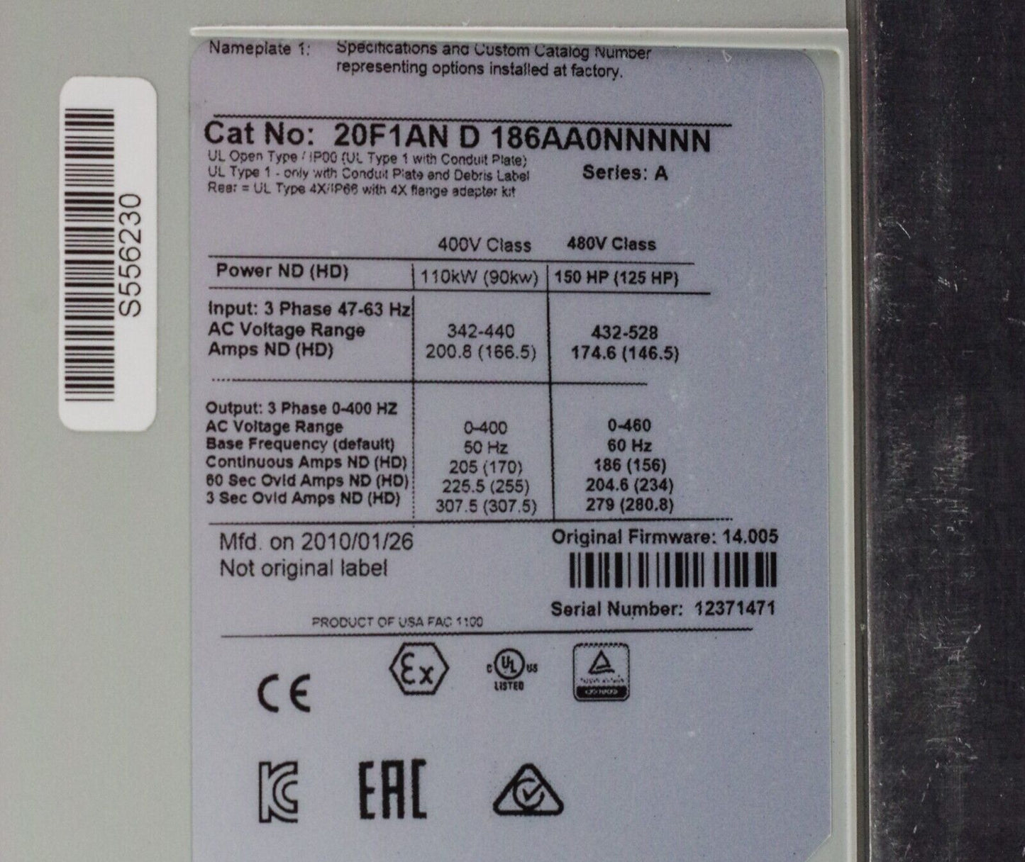 Allen-Bradley 20F1AND186AA0NNNNN PowerFlex 753 AC Drive Air + 1 Year Warranty