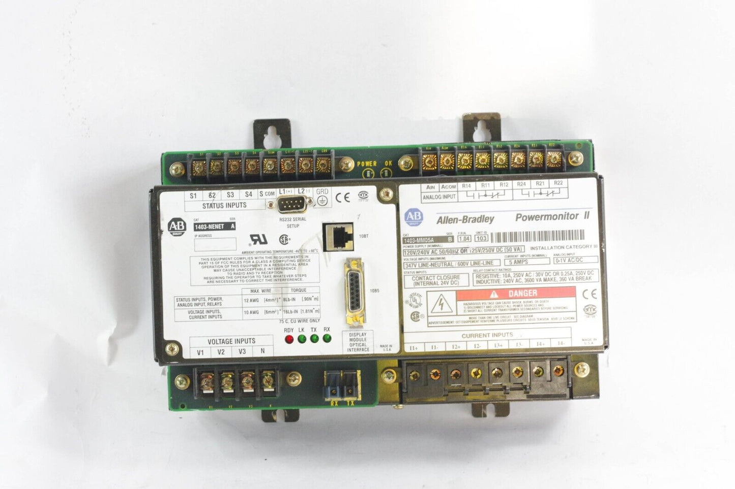 Allen Bradley 1403-MM05A / 1403MM05A Ser B Powermonitor II + 1403-NENET