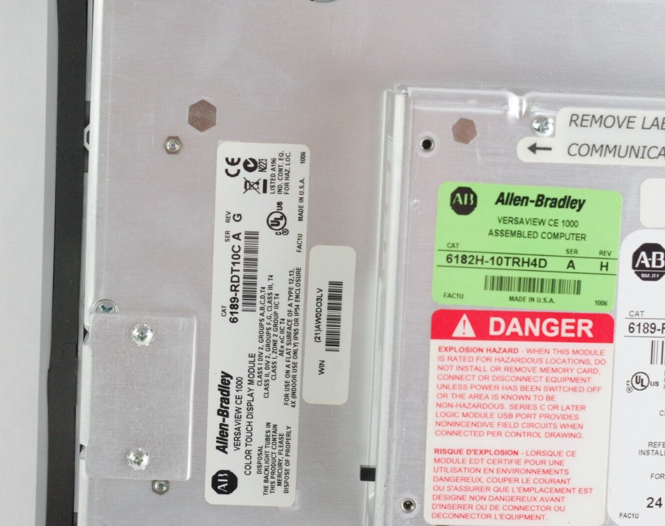 Allen Bradley 6182H-10TRH4D Ser A Rev H Versa View CE 1000 w/ 6189-RPRH Ser E