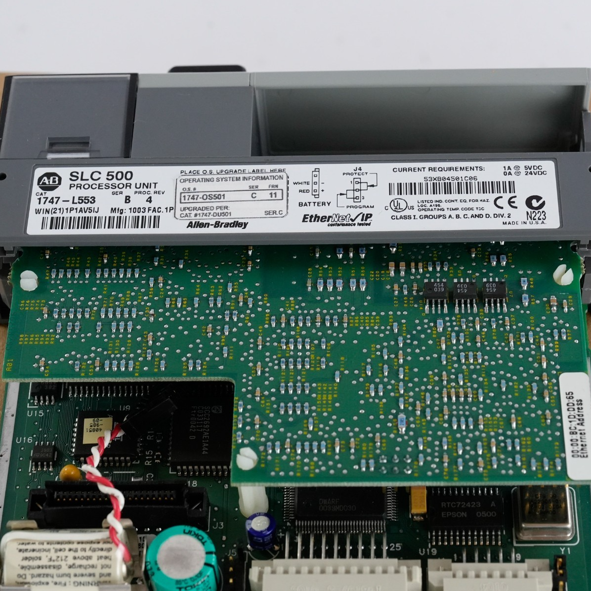 Allen Bradley 1747-L553 /B SLC 500 5/05 64K Memory Ethernet/RS-232 Controller