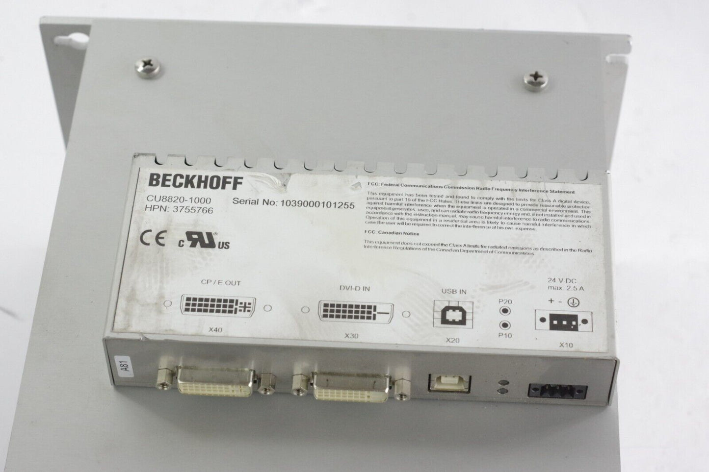 Beckhoff C6350-1008-00 / CU8820-1000 Industrial PC Computer For Parts Or Repair