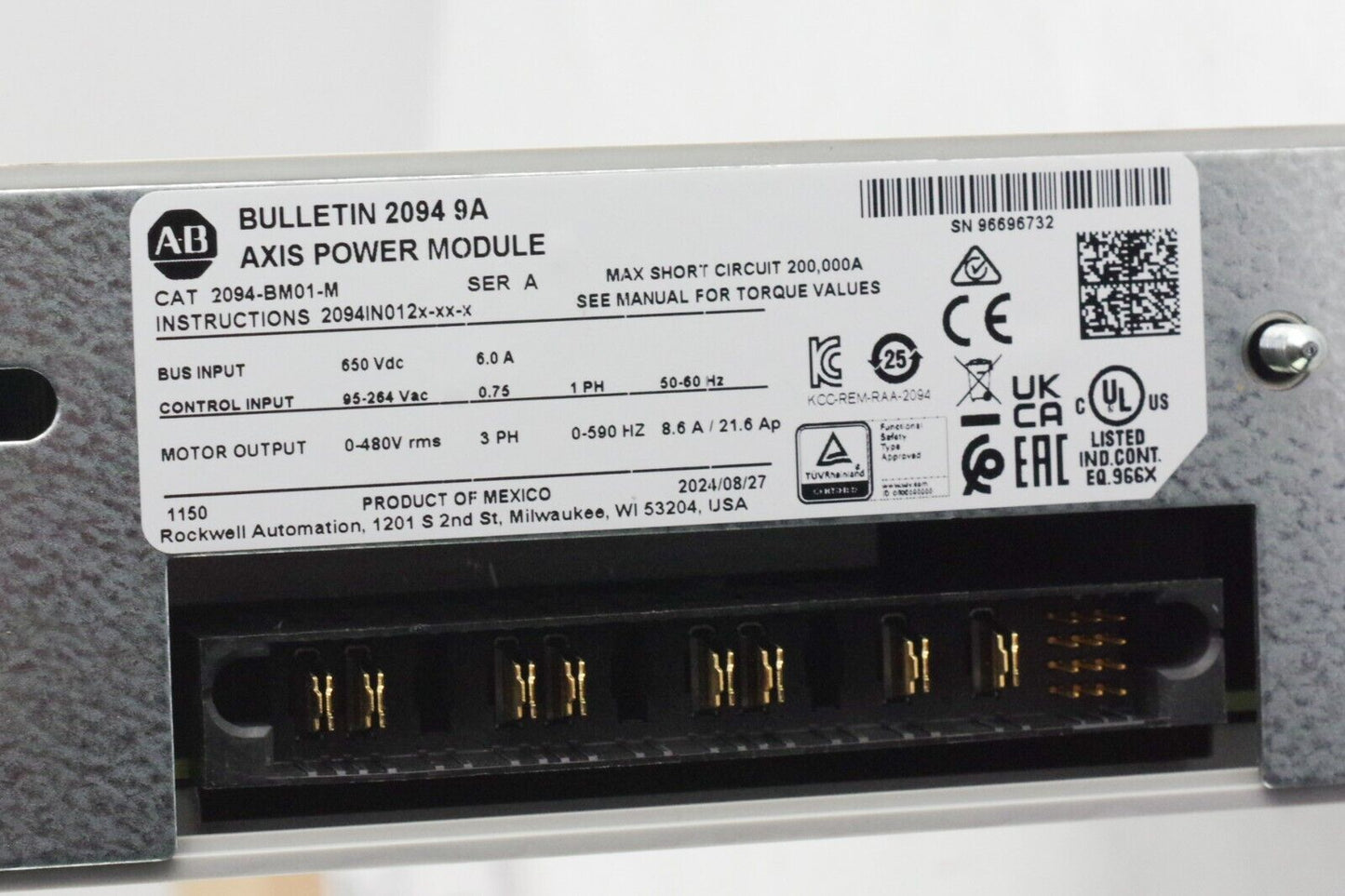 Allen Bradley 2094-BM01-M Ser A Kinetix 6200/6500 Axis Module - Installed