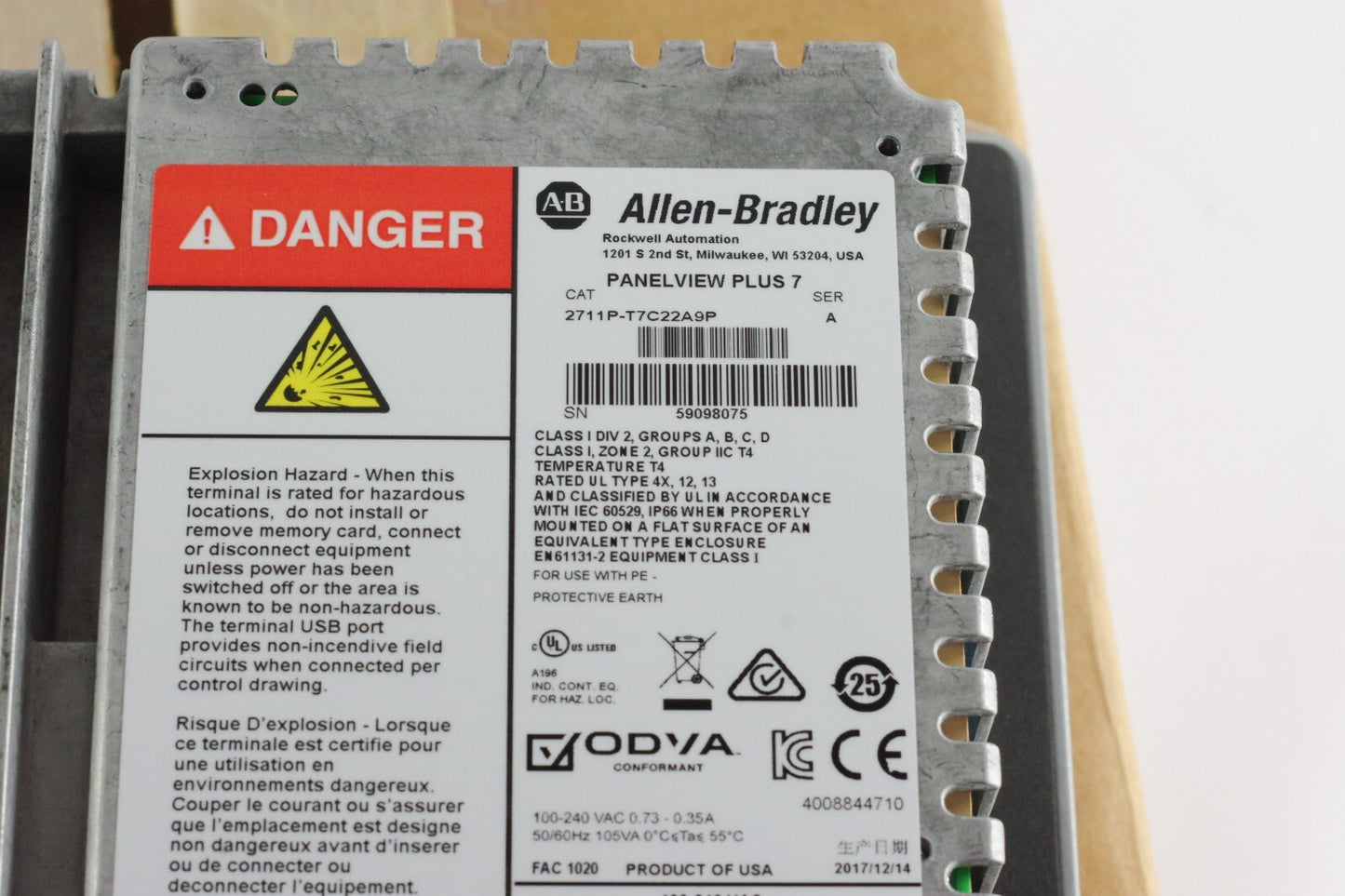 Allen Bradley 2711P-T7C22A9P /A Panelview Plus 7 Terminal - Open Box