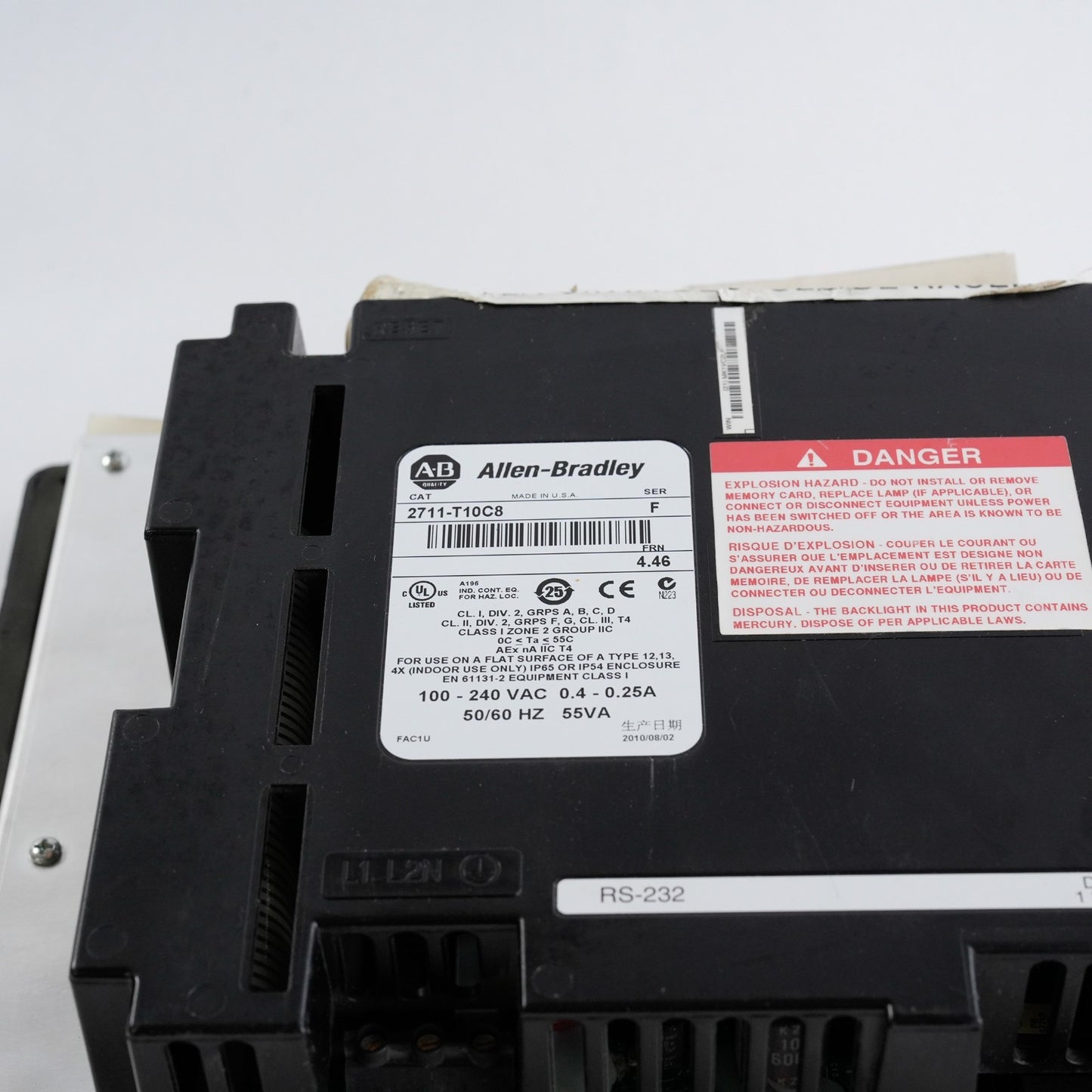 Allen Bradley 2711-T10C8 Ser F FRN 4.46 Panelview 1000 Color Touch Lightly Used