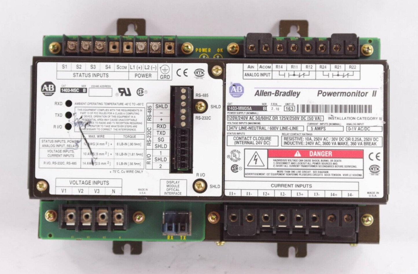 Allen Bradley 1403-MM05A / 1403MM05A Ser B Powermonitor II + 1403-NSC Ser B