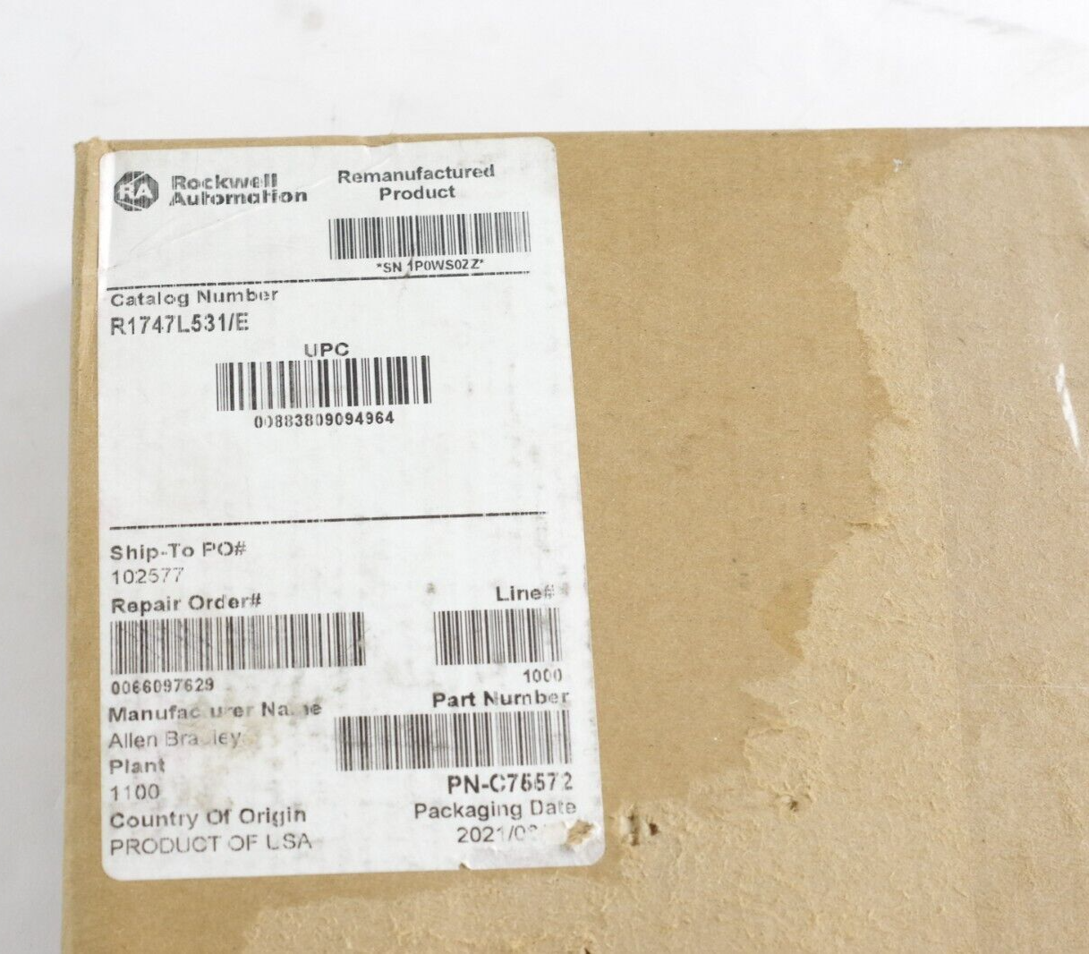 Allen Bradley 1747-L531 /E Processor Module 1747L531 AB Remanufactured (Genuine)