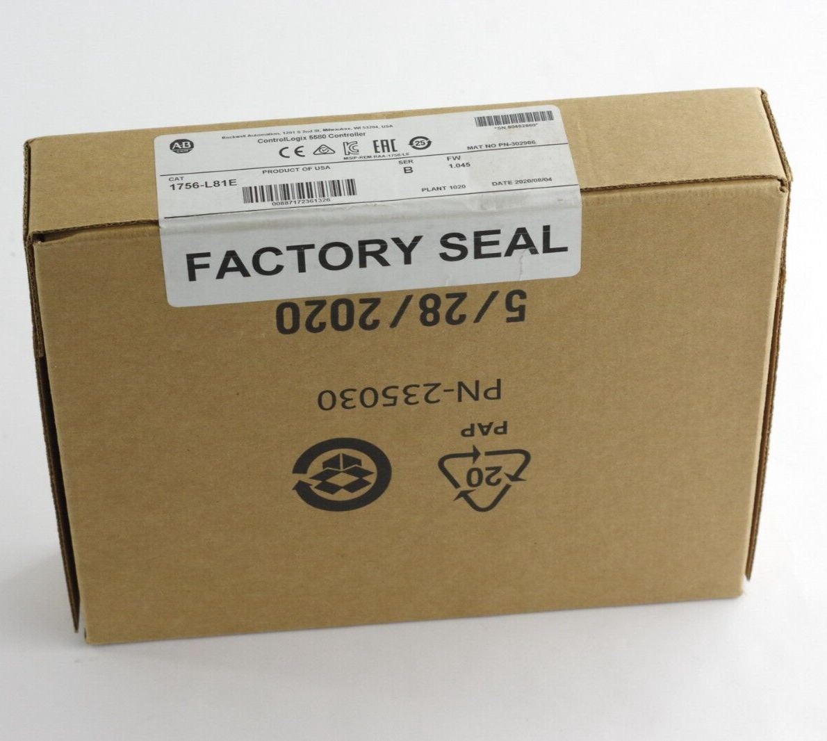 2020 Allen Bradley 1756-L81E Ser B ControlLogix 5580 Controller - Sealed Surplus