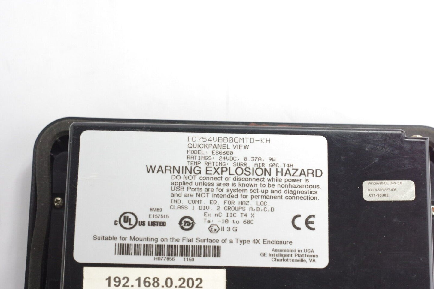 GE Fanuc Emerson ES0600 QuickPanel View 24VDC IC754VBB06MTD-KH