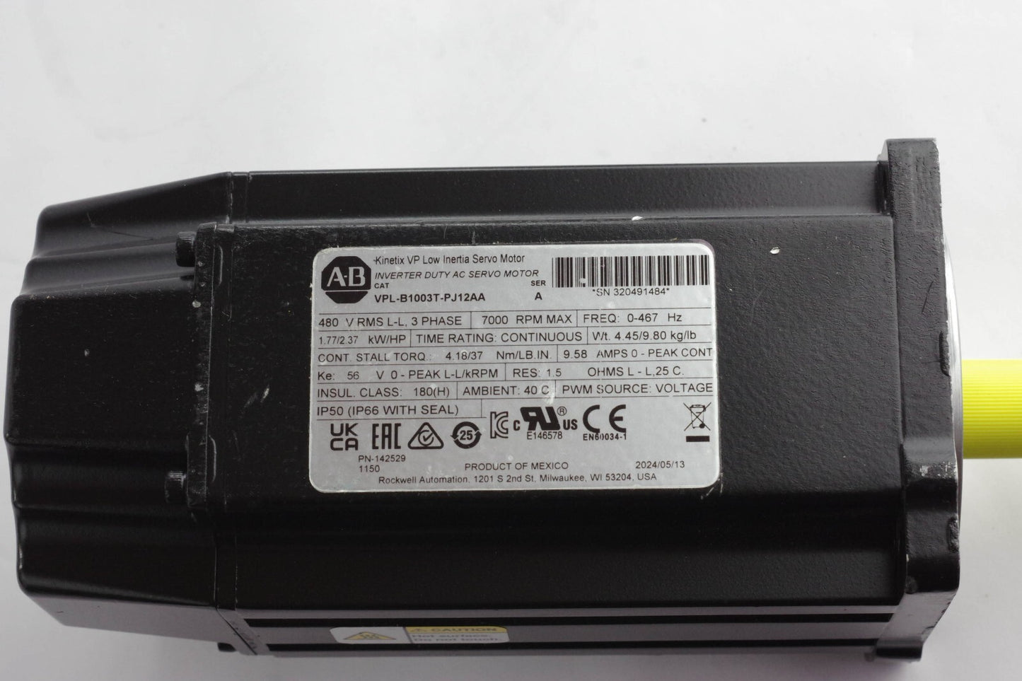 Allen Bradley VPL-B1003T-PJ12AA /A 3-Phase Servo Motor - Without Original Box
