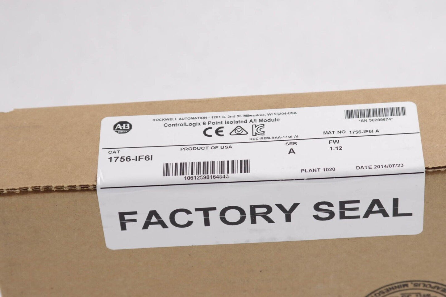 Allen-Bradley 1756-IF6I SER A ControlLogix 6Point Isolated A/I Module - Sealed