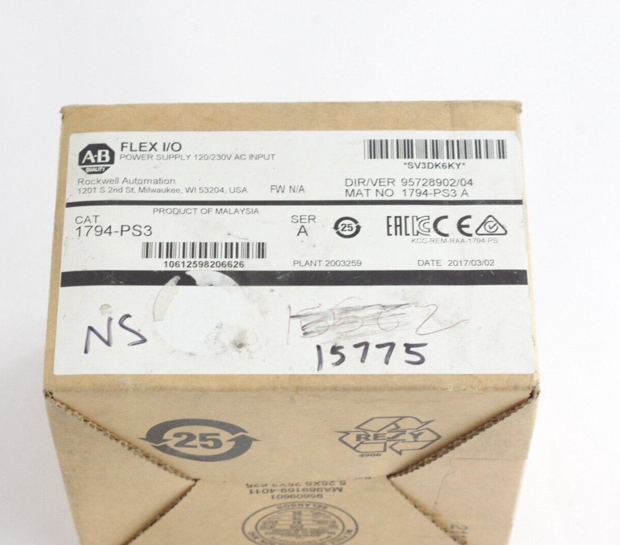 Allen Bradley 1794-PS3 Ser A 24VDC Power Supply Flex I/O 120/220VAC - Open Box