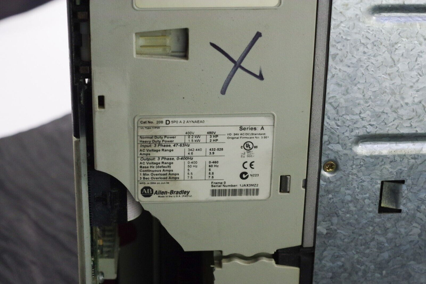 Allen-Bradley 20BD5P0A2AYNAEA0 PowerFlex 700 3HP Series A FRN: 3.001