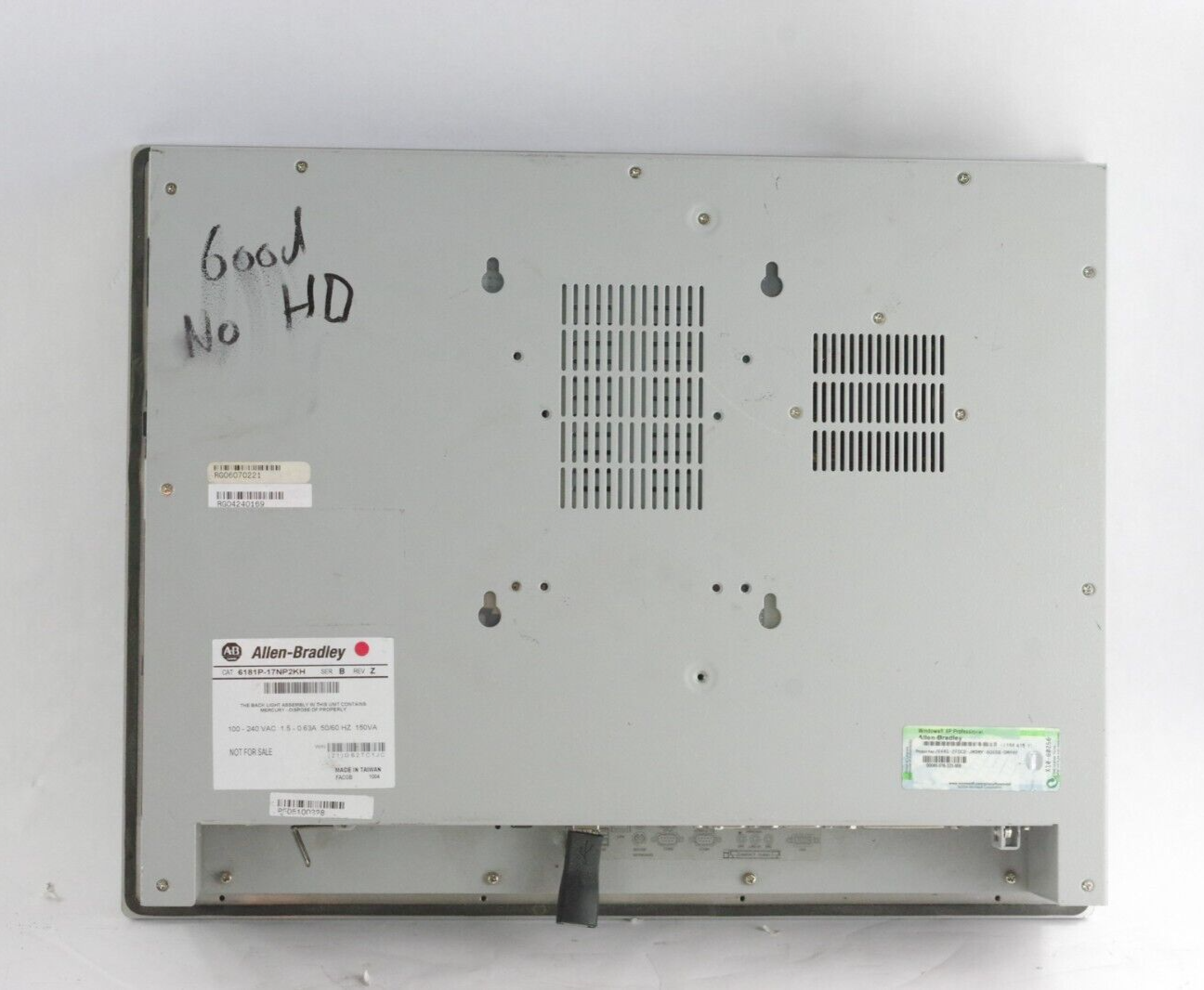 Allen Bradley 6181P-17NP2KH Ser B Rev Z VersaView 1700P Industrial PC - No HD