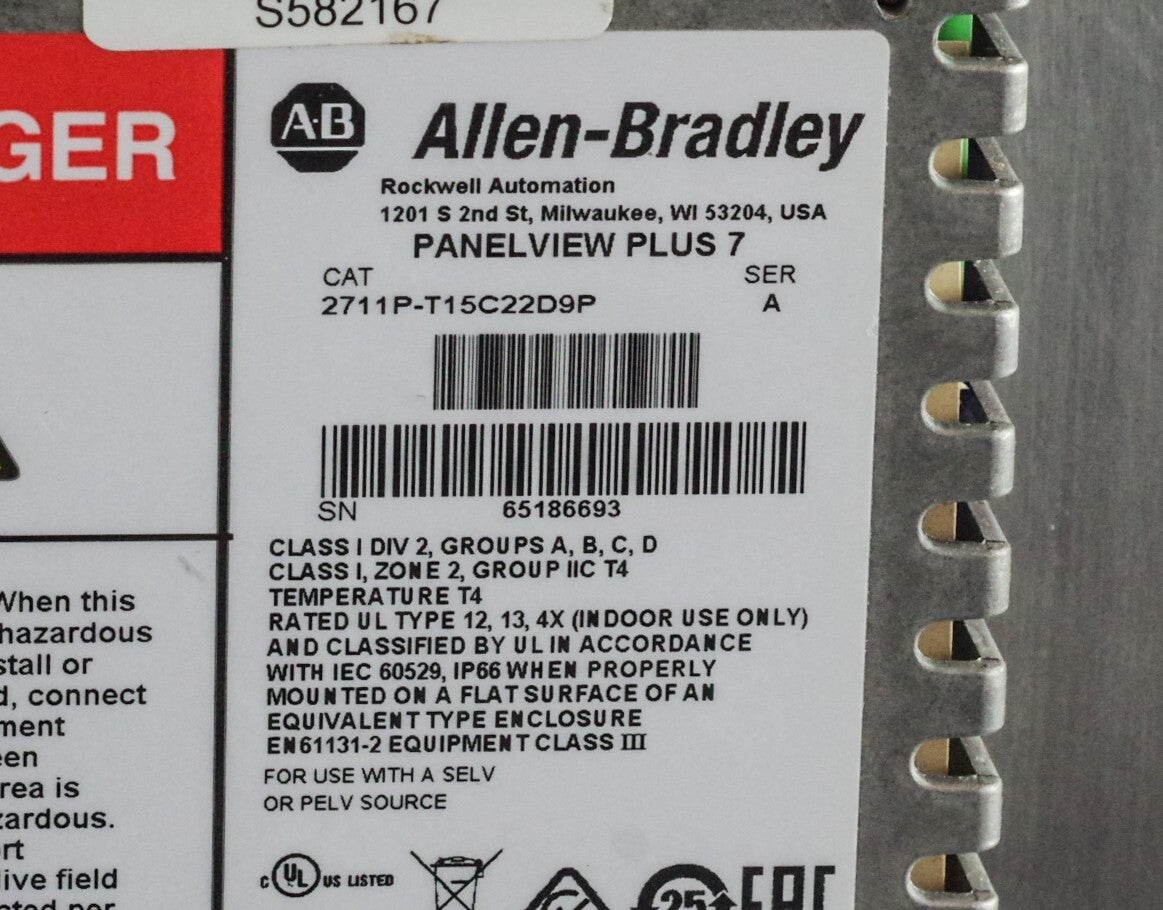 Allen Bradley 2711P-T15C22D9P /A PanelView Plus Color Terminal - Refurbished