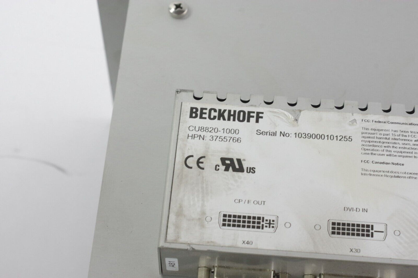 Beckhoff C6350-1008-00 / CU8820-1000 Industrial PC Computer For Parts Or Repair