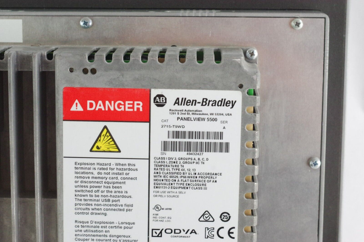 Allen Bradley 2715-T9WD Ser A PanelView 5500 9" Inch Color Touch Display