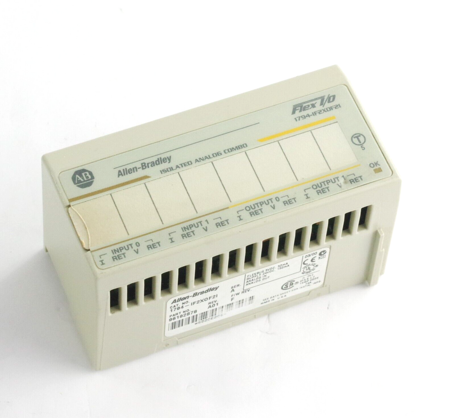 Allen Bradley 1794-IF2X0F2I Ser A F/W REV. F REV A01 Flex I/O Isolated Analog