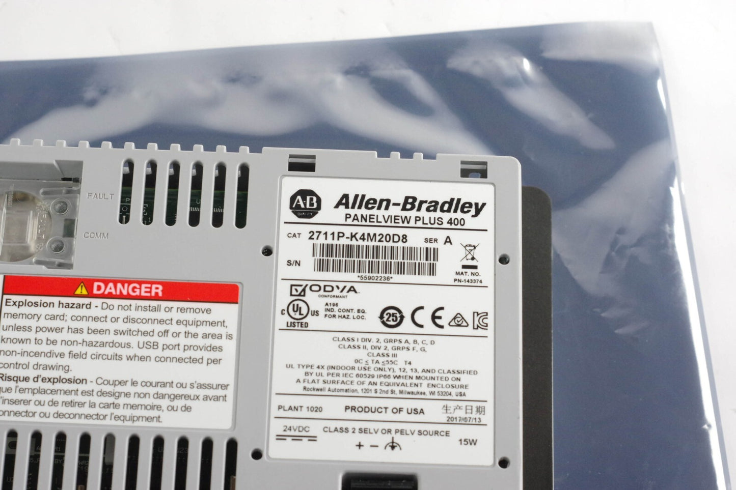 Allen Bradley 2711P-K4M20D8 /A PanelView Plus 400 3.8" Terminal - Installed