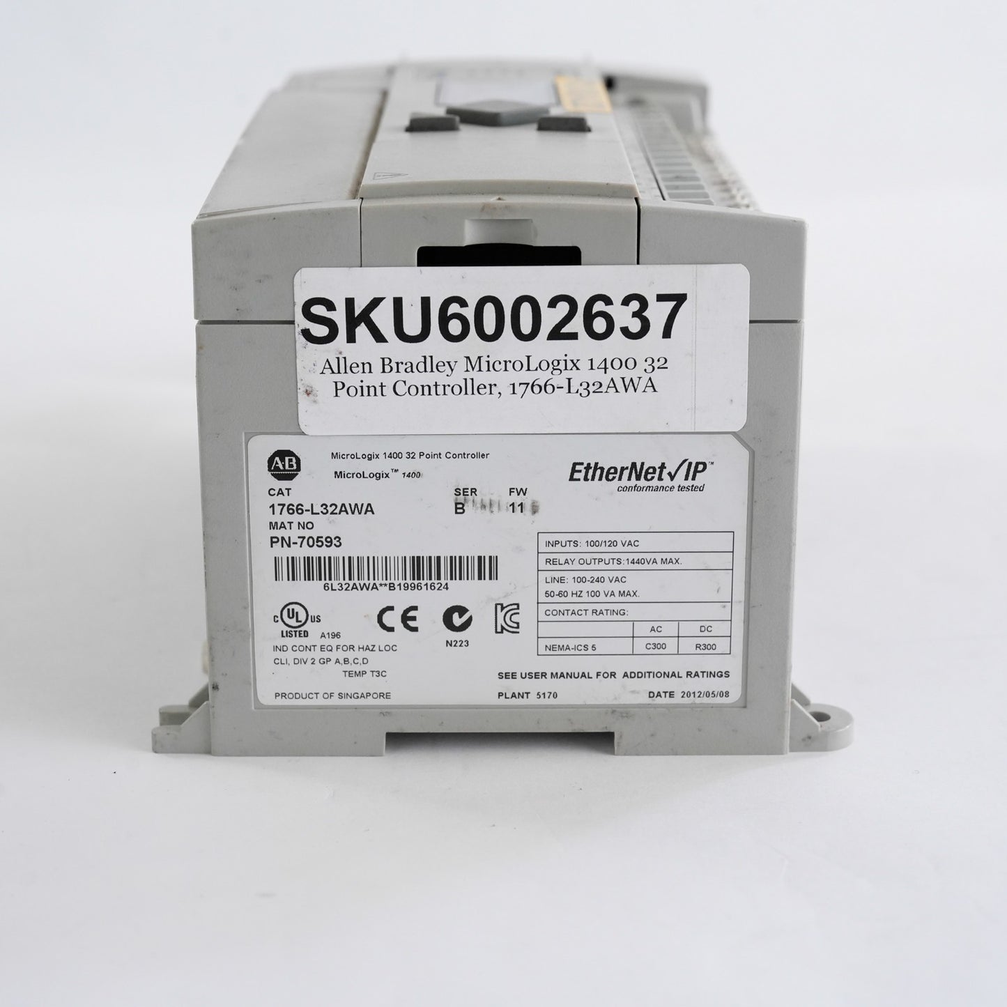 Allen Bradley 1766-L32AWA Ser B FW 11 MicroLogix 1400 Controller 32-Pt PN-70593