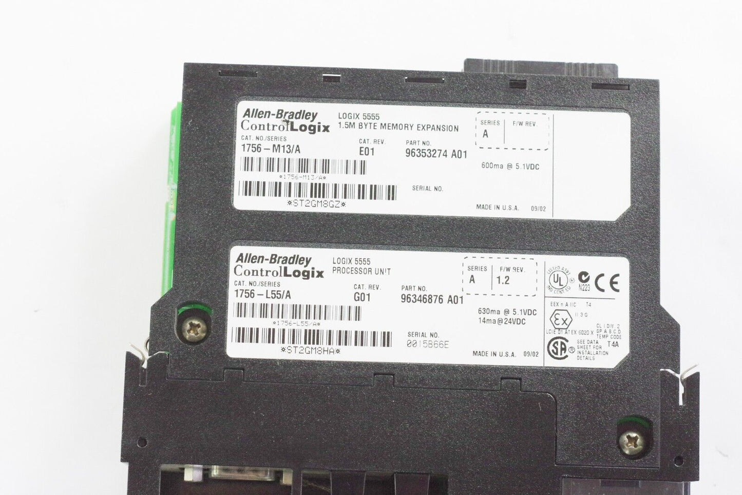 Allen Bradley 1756-L55 /A Logix 5555 Module + 1756-M13/A 1.5M / 1756-l55m13