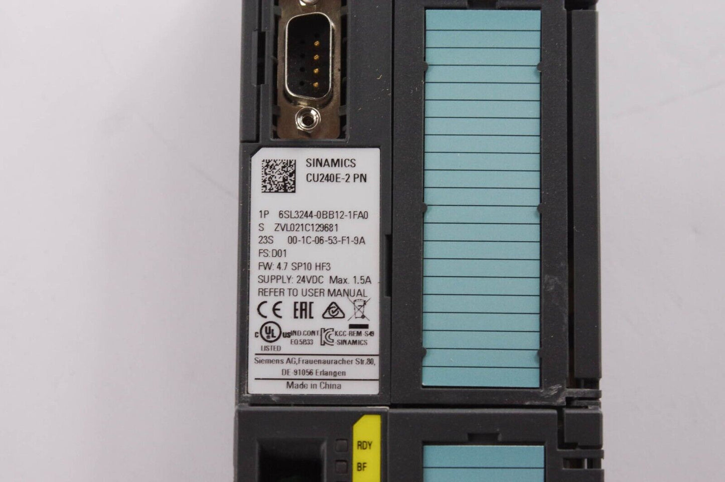 Siemens 6SL3244-0BB12-1FA0 / 6SL32440BB121FA0 Simamics CU240E-2 PN Control Unit