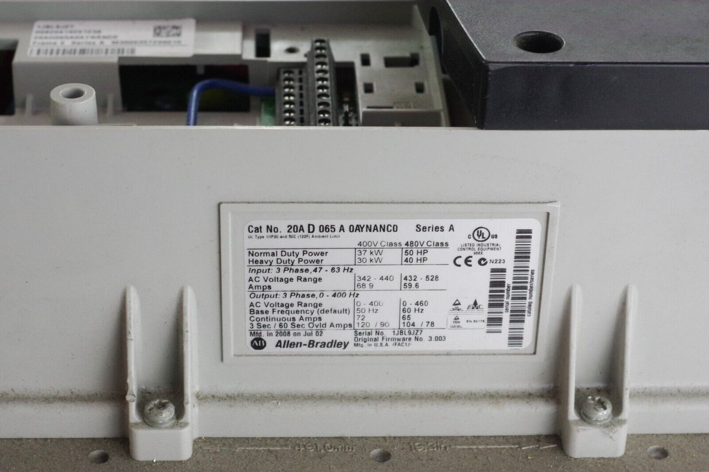 Allen Bradley 20AD065A0AYNANC0 Ser A PowerFlex 70 AC Drive 50hp - For Parts
