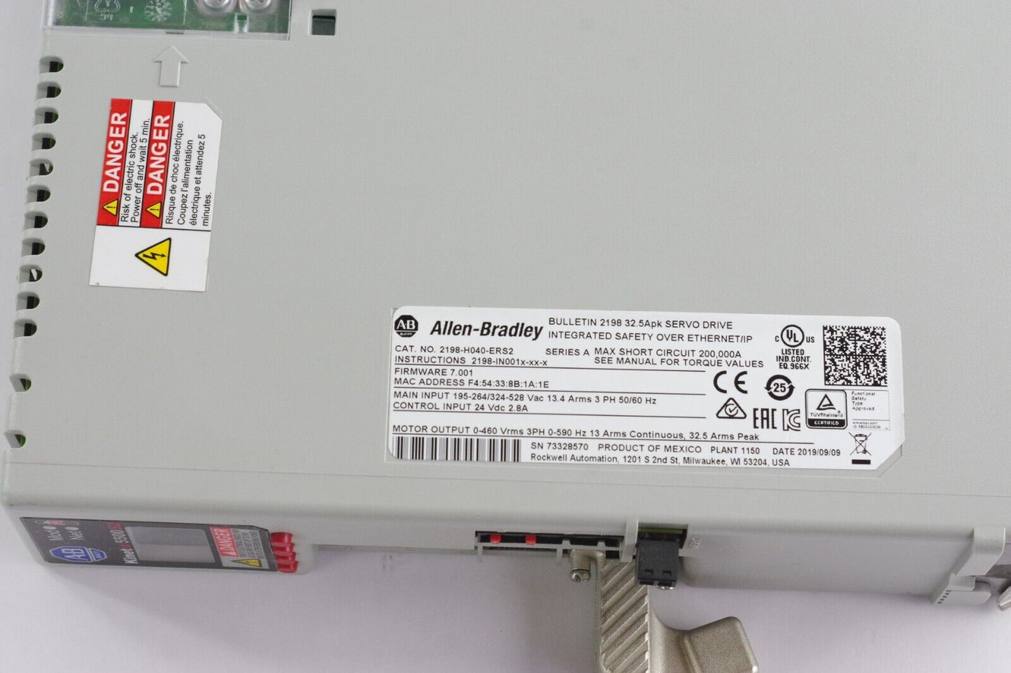 Allen Bradley Kinetix 5500 2198-H040-ERS2 SER A Servo Drive - Installed