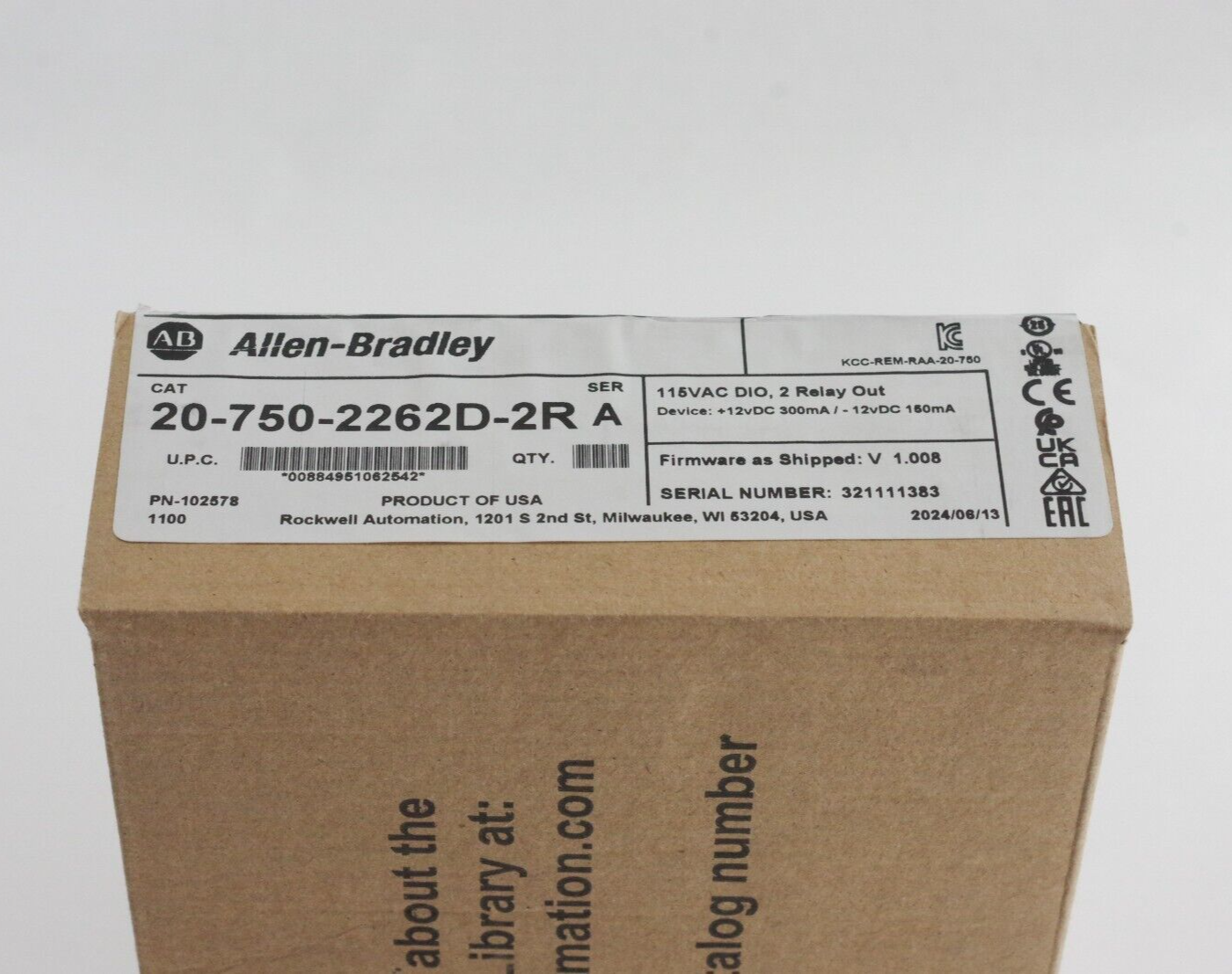 Allen Bradley 20-750-2262D-2R /A PowerFlex 750 115V I/O Module - Sealed Surplus