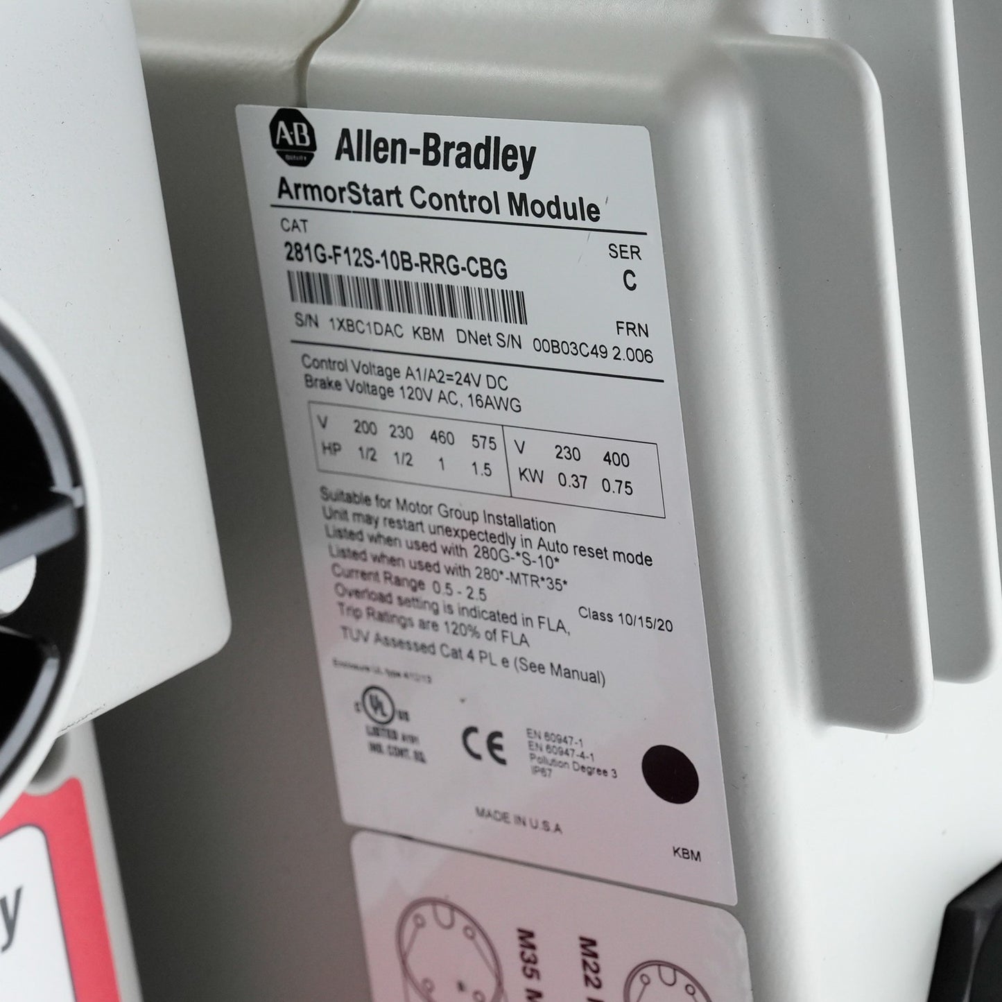 Allen Bradley 280G-FS-10-RG Ser C ArmorStart Base + 281G-F12S-10B-RRG-CBG /C