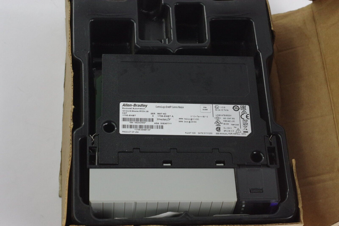 Allen Bradley 1756-ENBT Ser A ControlLogix EtherNet/IP Module PLC - Open Box