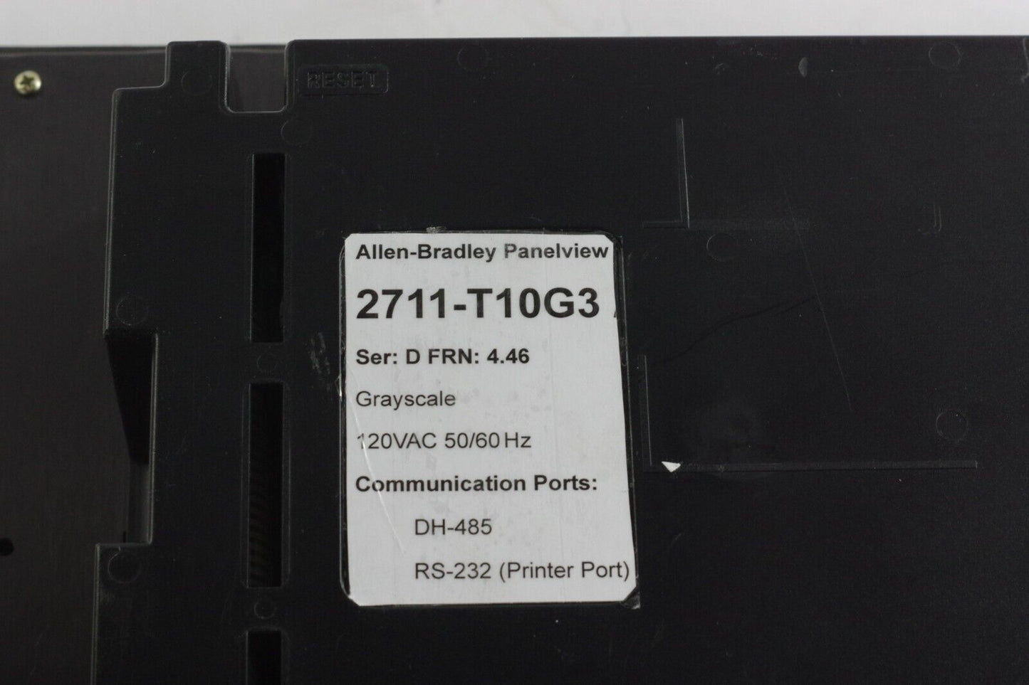 Allen Bradley 2711-T10G3 Ser D FRN 4.46 PanelView 1000 Terminal DH-485/RS-232
