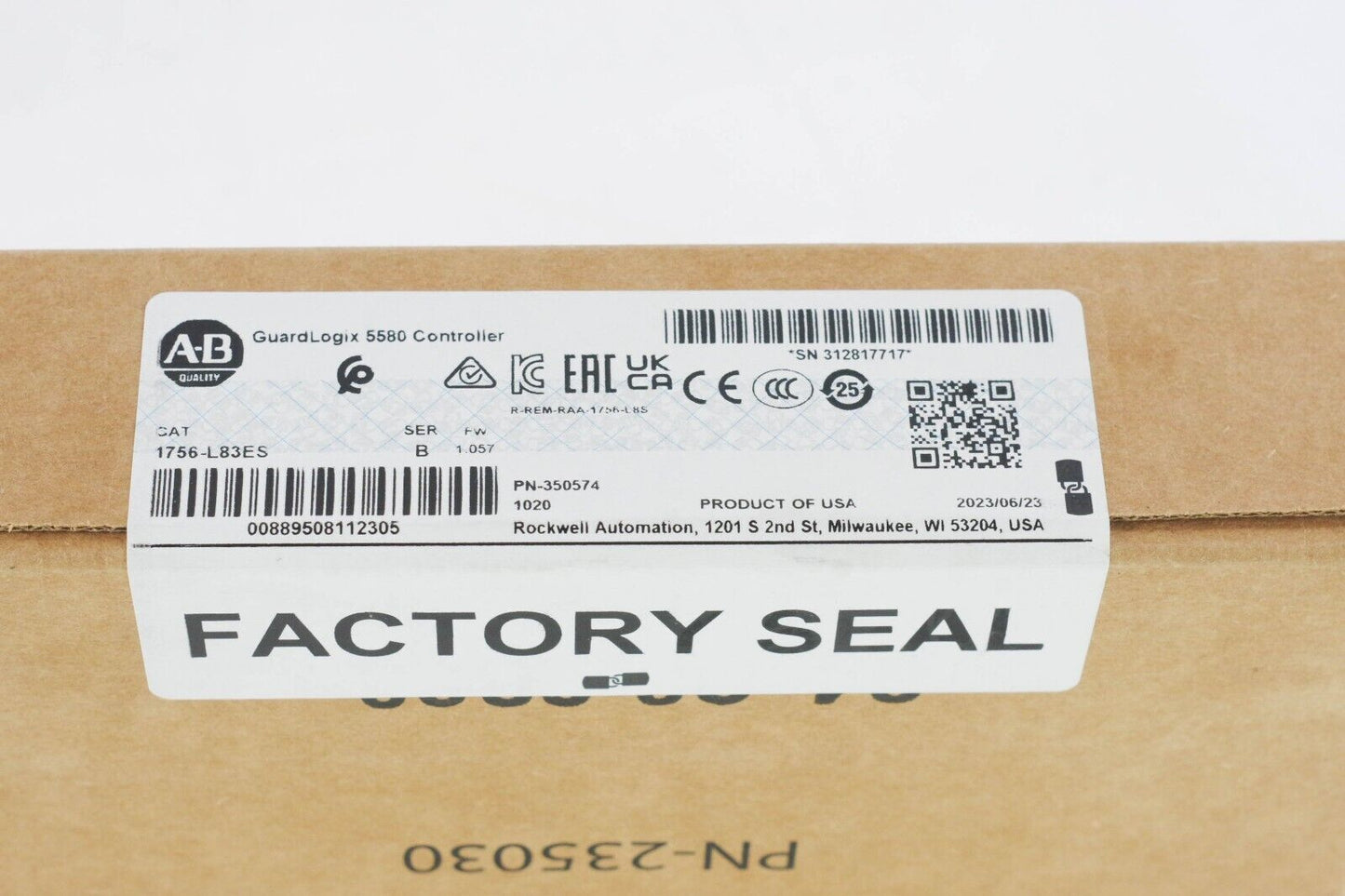 2023 Allen Bradley 1756-L83ES /B GuardLogix 5580 Controller - New Surplus Sealed