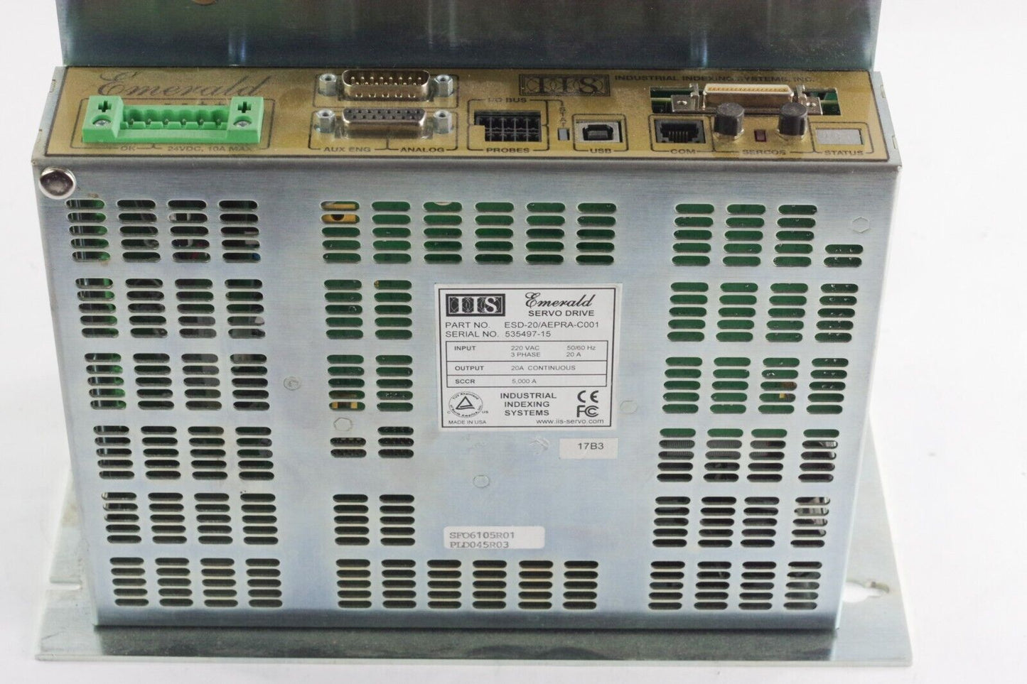 IIS Emerald ESD-20/AEPRA-C001 Servo Drive 3-Phase 220VAC 20A ESD-40/AEP