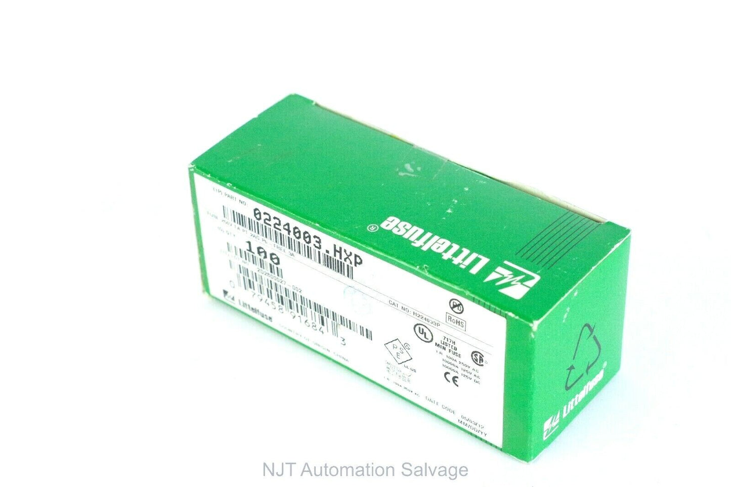 100x LITTELFUSE 0224003.HXP FUSE AXIAL 3A 5 X 15MM FAST ACTING 250V (100 Fuses)