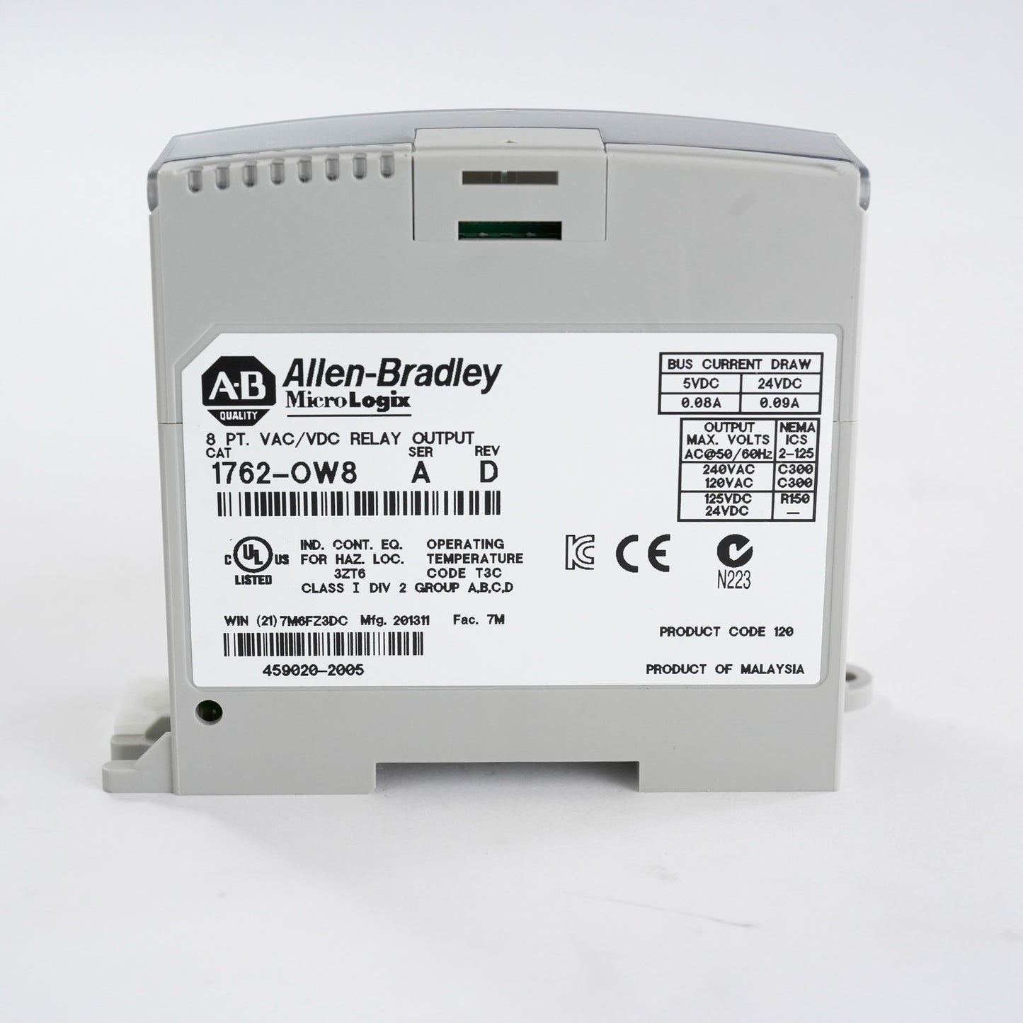 Allen Bradley 1762-OW8 /A Rev D MicroLogix 8-Channel Relay Output Module