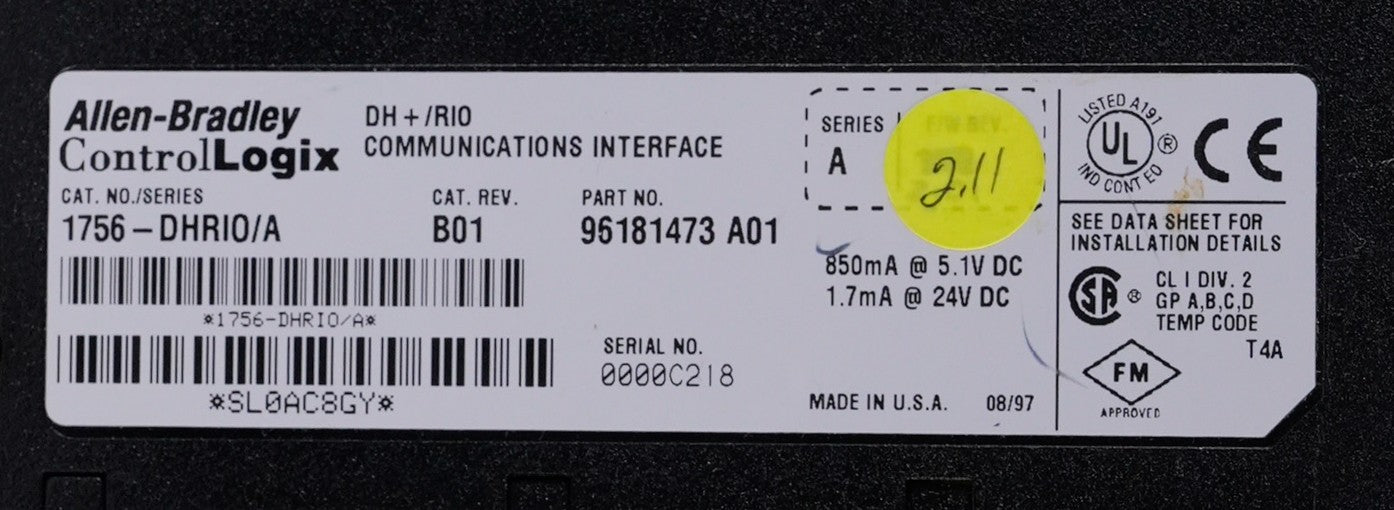 Allen-Bradley 1756-DHRIO/A ControlLogix Communications Interface DH+/RIO