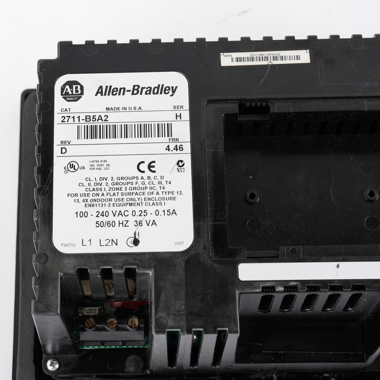 Allen Bradley 2711-B5A2 /H Rev D FRN 4.46 PanelView 550 Keypad Touch Display