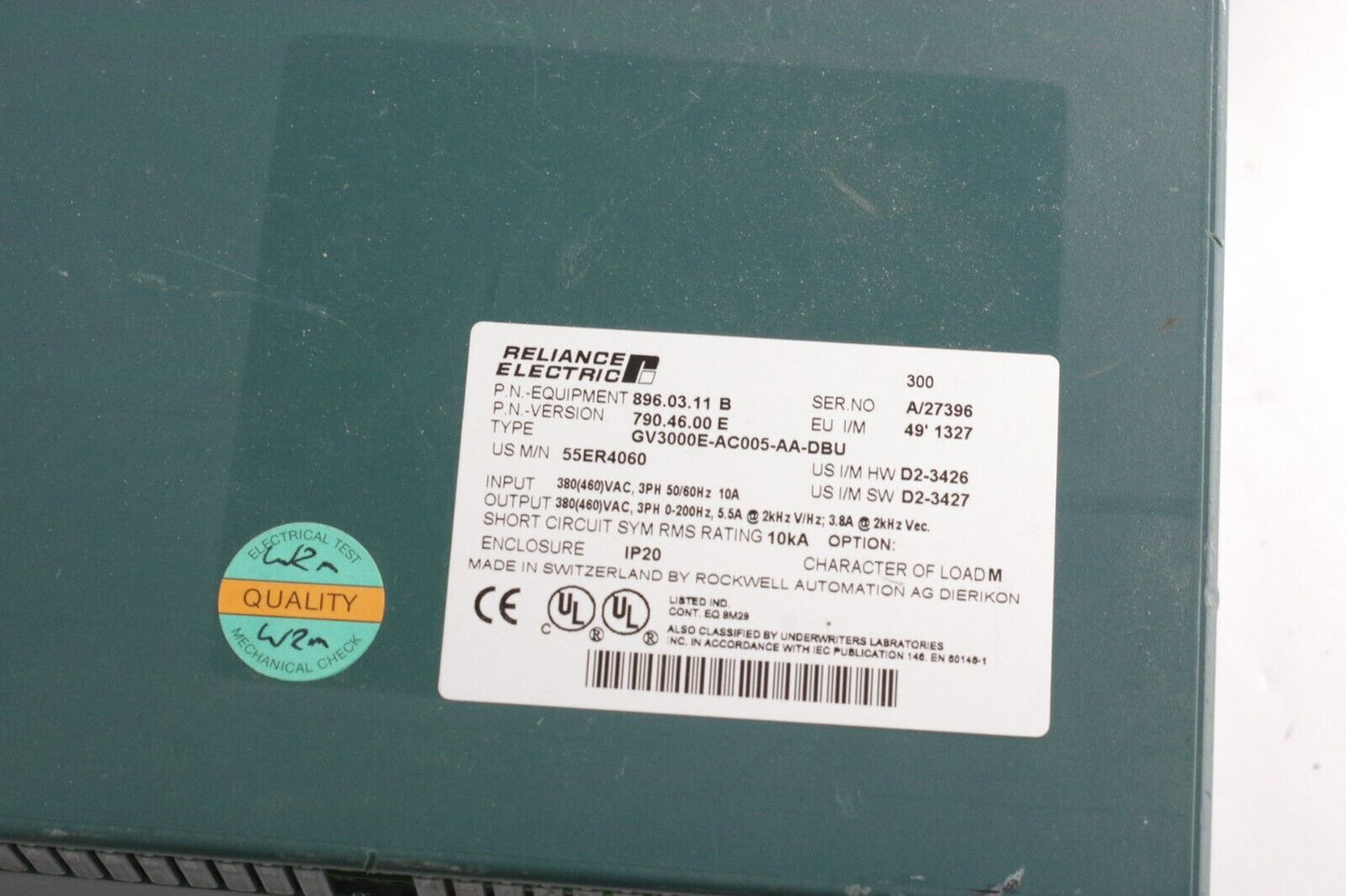 Reliance Electric GV3000/SE Sensorless Enhanced A C Drive 896.03.11 B - Parts