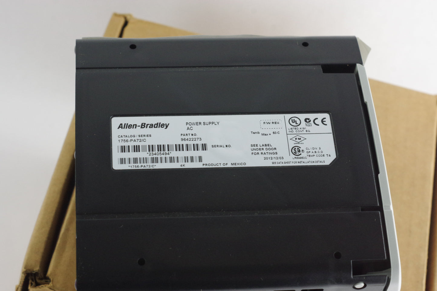 Allen Bradley 1756-PA72 Ser C ControlLogix AC Power Supply - Open Box